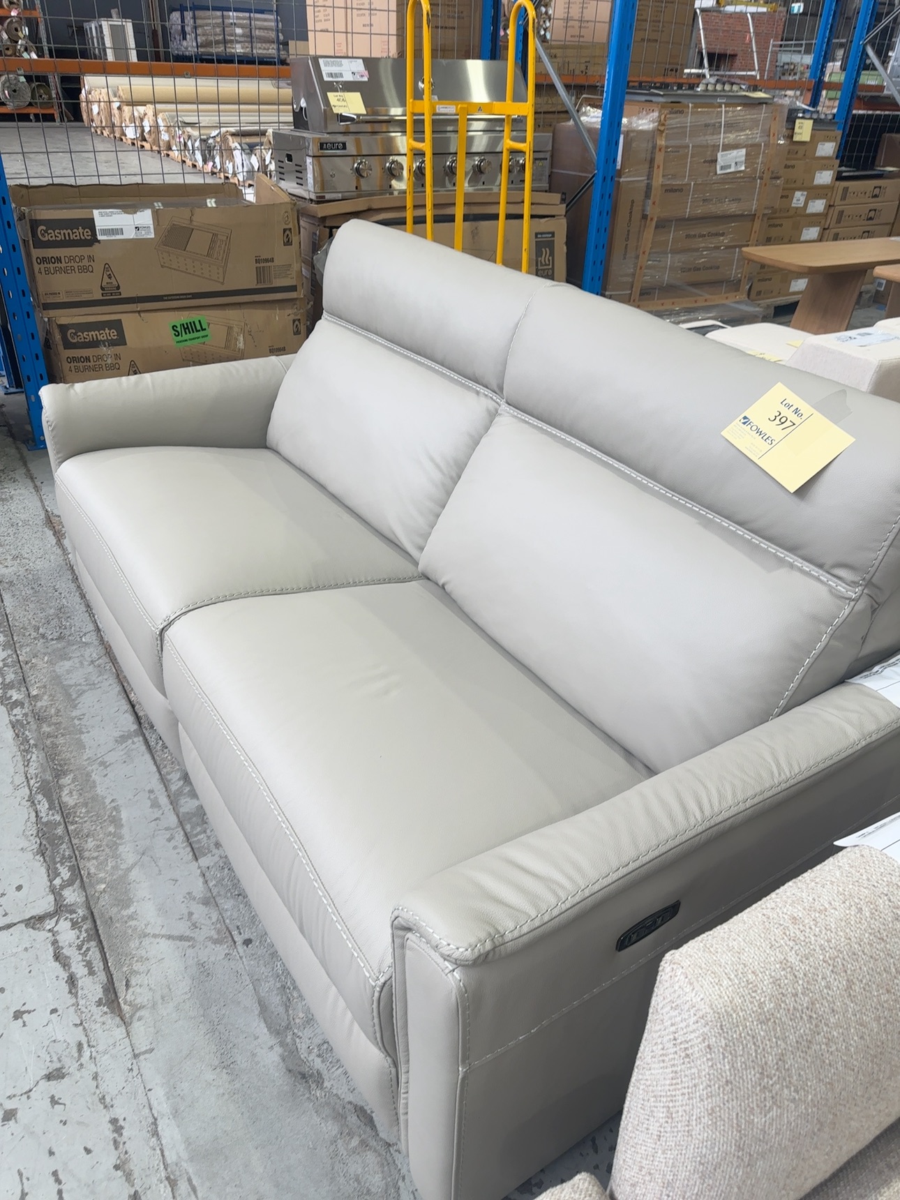 EX DISPLAY ROMA TAUPE LEATHER SOFA 2.5 SEATER WITH ELECTRIC RECLINER, SOLD AS IS EX DISPLAY ROMA TAUPE LEATHER SOFA 2.5 SEATER WITH ELECTRIC RECLINER, SOLD AS IS