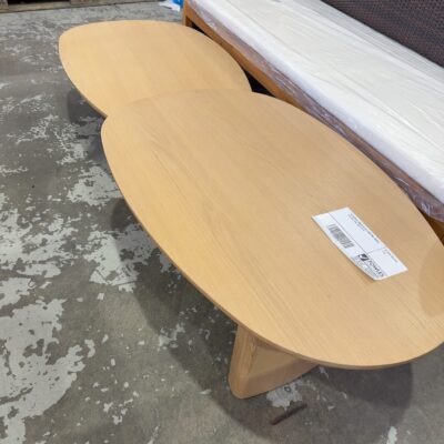 EX DISPLAY JAMES SET OF 2 NESTING TABLES, NATURAL OAK, SOLD AS IS EX DISPLAY JAMES SET OF 2 NESTING TABLES, NATURAL OAK, SOLD AS IS