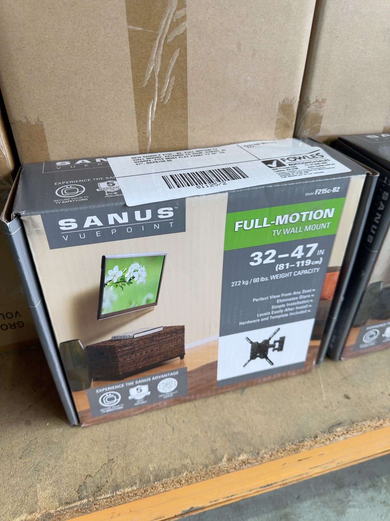 NEW SANUS F 215C-B2, FULL MOTION TV WALL MOUNT, EXTENDS TO 39CM, SWIVEL 45 DEGREE, FITS MOST FLAT PANEL TV 32" TO 47", RRP$159.00 NEW SANUS F 215C-B2, FULL MOTION TV WALL MOUNT, EXTENDS TO 39CM, SWIVEL 45 DEGREE, FITS MOST FLAT PANEL TV 32" TO 47", RRP$159.00