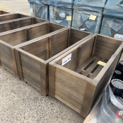 NEW HARDWOOD PLANTER BOXES, STAINED JAPAN BLACK, 1200MM X 500MM X 500MM WITH CASTOR WHEELS