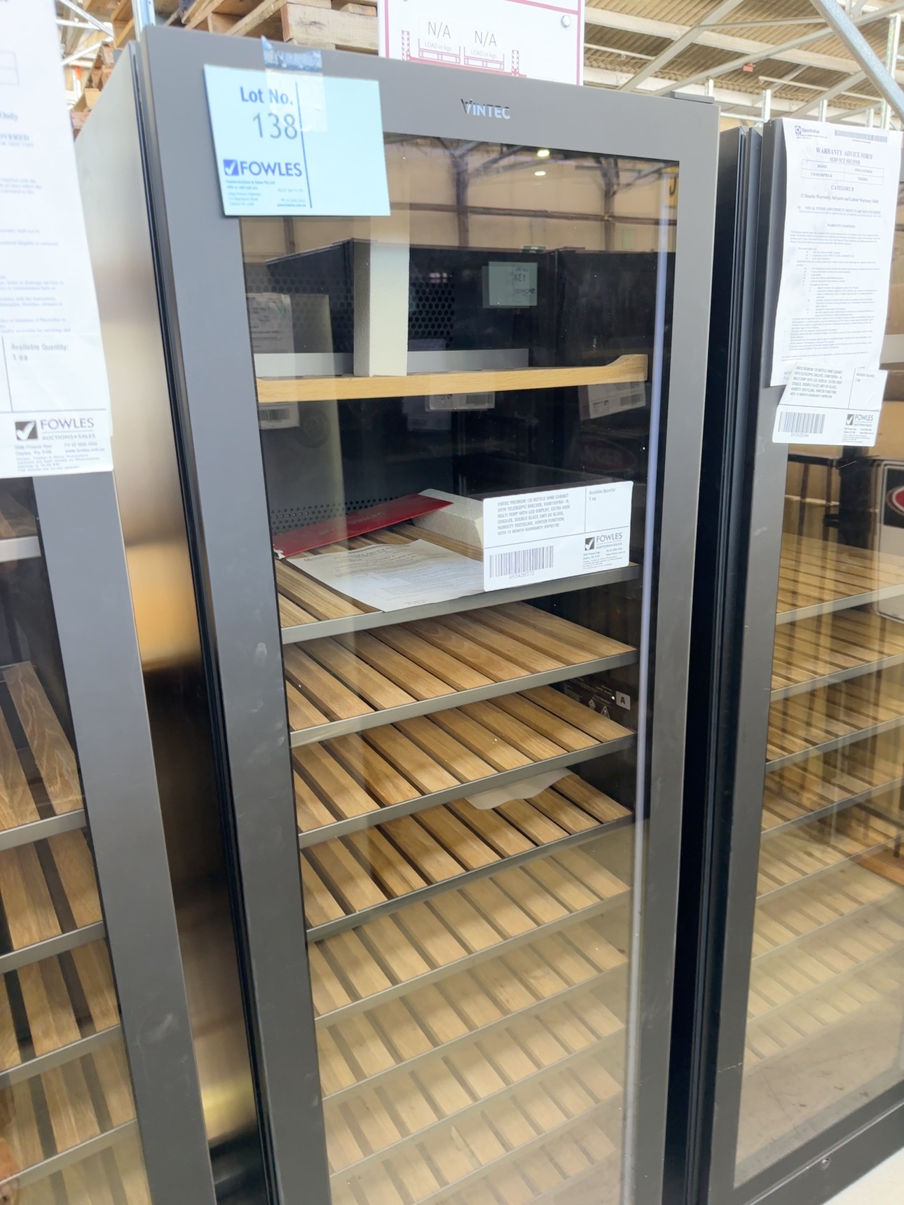 VINTEC PREMIUM 126 BOTTLE WINE CABINET WITH TELESCOPIC SHELVES, VWM198PBA-R, MULTI TEMP WITH LED DISPLAY, EXTRA WIDE CRADLES, DOUBLE GLAZE ANTI UV GLASS, HUMIDITY RECYCLING, WINTER FUNCTION, WITH 12 MONTH WARRANTY RRP$5790 VINTEC PREMIUM 126 BOTTLE WINE CABINET WITH TELESCOPIC SHELVES, VWM198PBA-R, MULTI TEMP WITH LED DISPLAY, EXTRA WIDE CRADLES, DOUBLE GLAZE ANTI UV GLASS, HUMIDITY RECYCLING, WINTER FUNCTION, WITH 12 MONTH WARRANTY RRP$5790