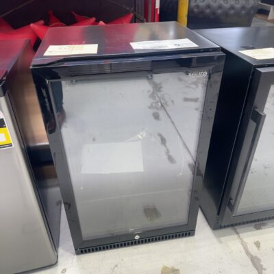 EX DISPLAY EURO BLACK FRAMED SINGLE DOOR BEVERAGE FRIDGE, EA555BCBPL, 555MM WIDE WITH VERTICAL HANDLE, 3 MONTH WARRANTY, SOLD AS IS