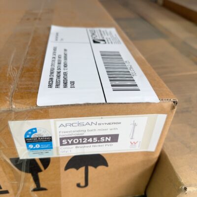 ARICSAN SYNERGII SY01245.SN, SATIN NICKEL FREESTANDING BATH MIXER WITH HANDSHOWER, 12 MONTH WARRANTY RRP$1430
