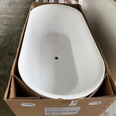 NEW ARCISAN ONKERA 1700MM OVAL FREESTANDING ACRYLIC BATH WITH OVERFLOW, WITH 12 MONTH WARRANTY