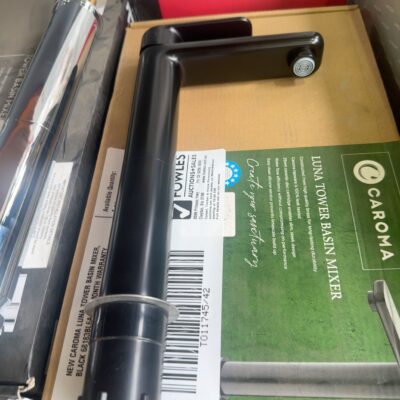 NEW CAROMA LUNA TOWER BASIN MIXER, BLACK 68183BL6A, 12 MONTH WARRANTY