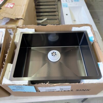 NEW EDEN SQUARE UNDERMOUNT SINK SINGLE BOWL 540 X 400MM PVD BLACK, HN-PS540R-MB