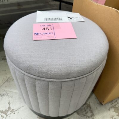EX STAGING - GREY FOOTSTOOL SOLD AS IS EX STAGING - GREY FOOTSTOOL SOLD AS IS
