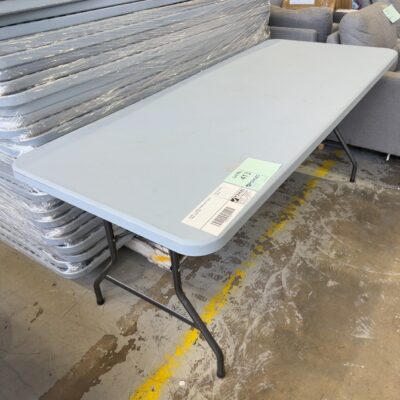 EX HIRE - 1800MM FOLDING PLASTIC TRESTLE TABLES, SOLD AS IS EX HIRE - 1800MM FOLDING PLASTIC TRESTLE TABLES, SOLD AS IS