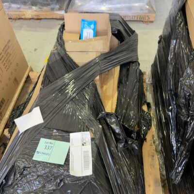 PALLET OF ASSORTED DESK COMPONENTS & ANTIBACTERIAL WIPES, SOLD AS IS PALLET OF ASSORTED DESK COMPONENTS & ANTIBACTERIAL WIPES, SOLD AS IS