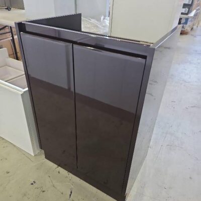 EX DISPLAY 600MM GLOSS CHOCOLATE VANITY BASE, NO TOP SUPPLIED, SOLD AS IS EX DISPLAY 600MM GLOSS CHOCOLATE VANITY BASE, NO TOP SUPPLIED, SOLD AS IS