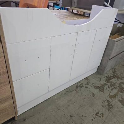 EX DISPLAY 1200MM GLOSS WHITE WALL HUNG VANITY BASE, NO TOP SUPPLIED, SOLD AS IS