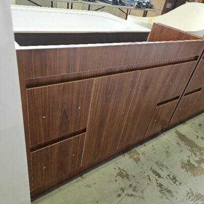 EX DISPLAY 1200MM RICH OAK LAMINATE VANITY BASE, NO TOP SUPPLIED, SOLD AS IS