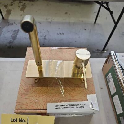 NEW PHOENIX VIVID SLIMLINE WALL BATH MIXERSET, BRUSHED GOLD, SOLD AS IS NEW PHOENIX VIVID SLIMLINE WALL BATH MIXERSET, BRUSHED GOLD, SOLD AS IS