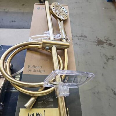 NEW PHOENIX VIVID BRUSHED GOLD HAND SHOWER ON RAIL, V685-12, SOLD AS IS NEW PHOENIX VIVID BRUSHED GOLD HAND SHOWER ON RAIL, V685-12, SOLD AS IS