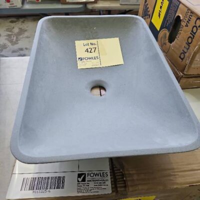 NEW SOLID SURFACE ABOVE COUNTER GREY RECTANGLE VANITY BASIN, SOLD AS IS NEW SOLID SURFACE ABOVE COUNTER GREY RECTANGLE VANITY BASIN, SOLD AS IS