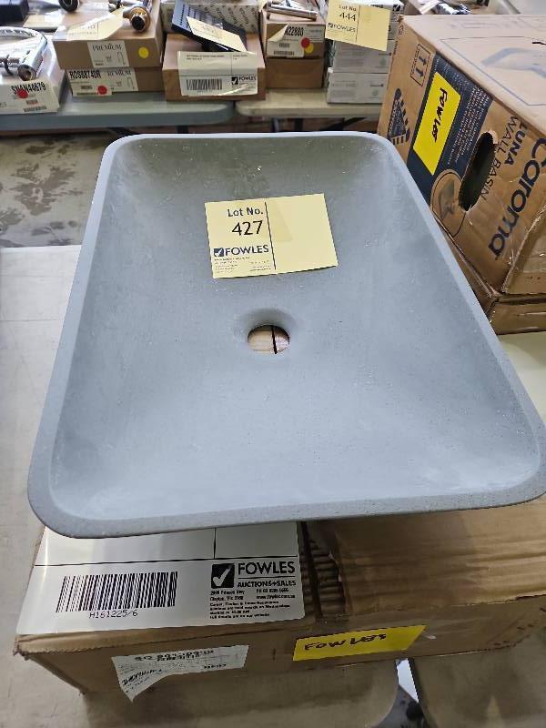 NEW SOLID SURFACE ABOVE COUNTER GREY RECTANGLE VANITY BASIN, SOLD AS IS NEW SOLID SURFACE ABOVE COUNTER GREY RECTANGLE VANITY BASIN, SOLD AS IS