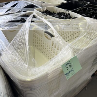 PALLET OF 67 LITRE WHITE LAUNDRY BASKET SOLD AS IS PALLET OF 67 LITRE WHITE LAUNDRY BASKET SOLD AS IS