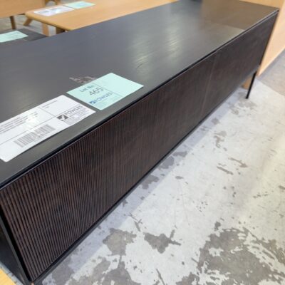 FURNITURE RETAILER CLOSURE - ETHNICRAFT GROOVES DARK STAINED TEAK TV UNIT, HAND CARVED, 1620MM LONG X 450MM DEEP X 530MM HIGH RRP$3025 SOLD AS IS