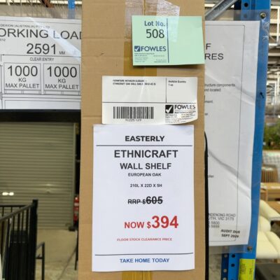 FURNITURE RETAILER CLOSURE - ETHNICRAFT OAK WALL SHELF, SOLD AS IS FURNITURE RETAILER CLOSURE - ETHNICRAFT OAK WALL SHELF, SOLD AS IS