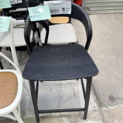 FURNITURE RETAILER CLOSURE - BLACK OAK BAR CHAIR, SOLD AS IS