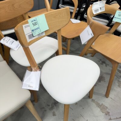 FURNITURE RETAILER CLOSURE - SOLO OAK DINING CHAIR WITH WHITE PU SEAT, SOLD AS IS FURNITURE RETAILER CLOSURE - SOLO OAK DINING CHAIR WITH WHITE PU SEAT, SOLD AS IS