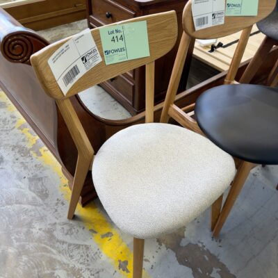 FURNITURE RETAILER CLOSURE - TIMBER DINING CHAIR, SILVER FABRIC SOLD AS IS FURNITURE RETAILER CLOSURE - TIMBER DINING CHAIR, SILVER FABRIC SOLD AS IS