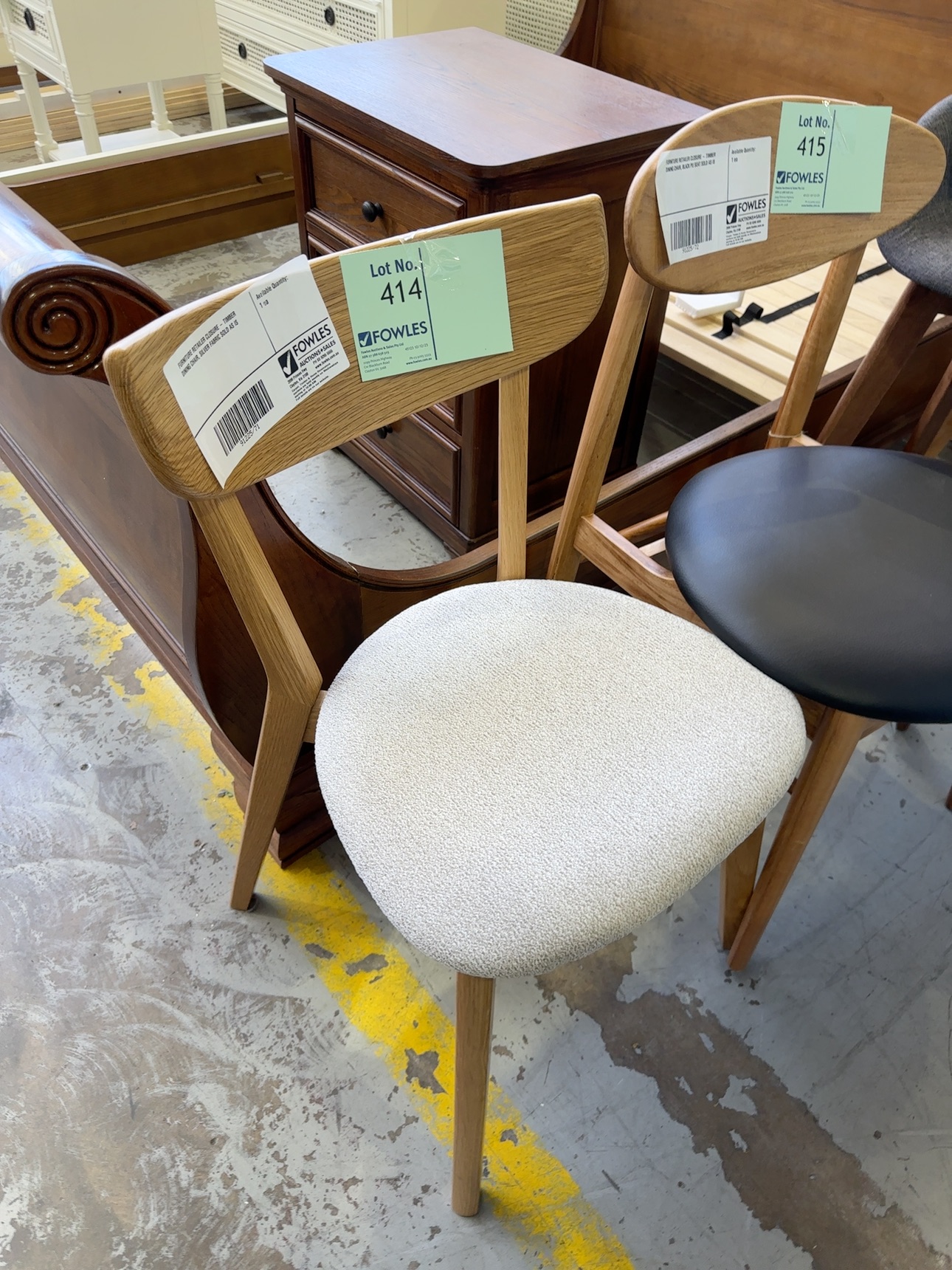 FURNITURE RETAILER CLOSURE - TIMBER DINING CHAIR, SILVER FABRIC SOLD AS IS FURNITURE RETAILER CLOSURE - TIMBER DINING CHAIR, SILVER FABRIC SOLD AS IS