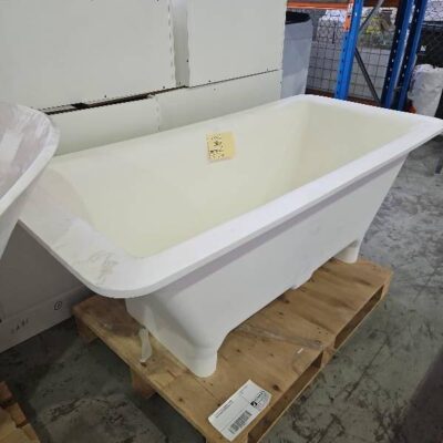 EX DISPLAY SOLID SURFACE 1700MM FREESTANDING BATHTUB SOLD AS IS