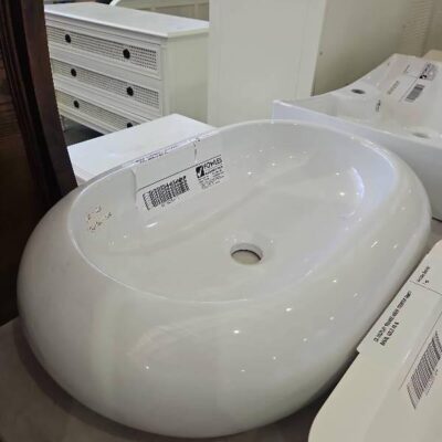 EX DISPLAY PILL SHAPED ABOVE COUNTER VANITY BASIN, SOLD AS IS