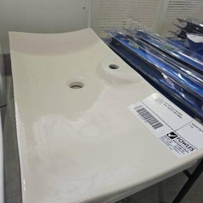EX DISPLAY OFF WHITE SHALLOW LARGE RECTANGLE ABOVE COUNTER VANITY BASIN, SOLD AS IS