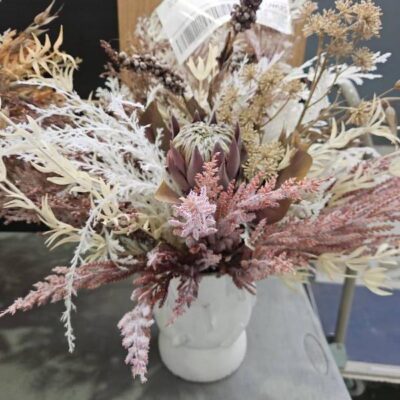 EX STAGING FAUX FLOWER ARRANGEMENT IN POT, SOLD AS IS EX STAGING FAUX FLOWER ARRANGEMENT IN POT, SOLD AS IS