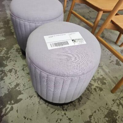 EX STAGING, GREY UPHOLSTERED FOOTSTOOL SOLD AS IS