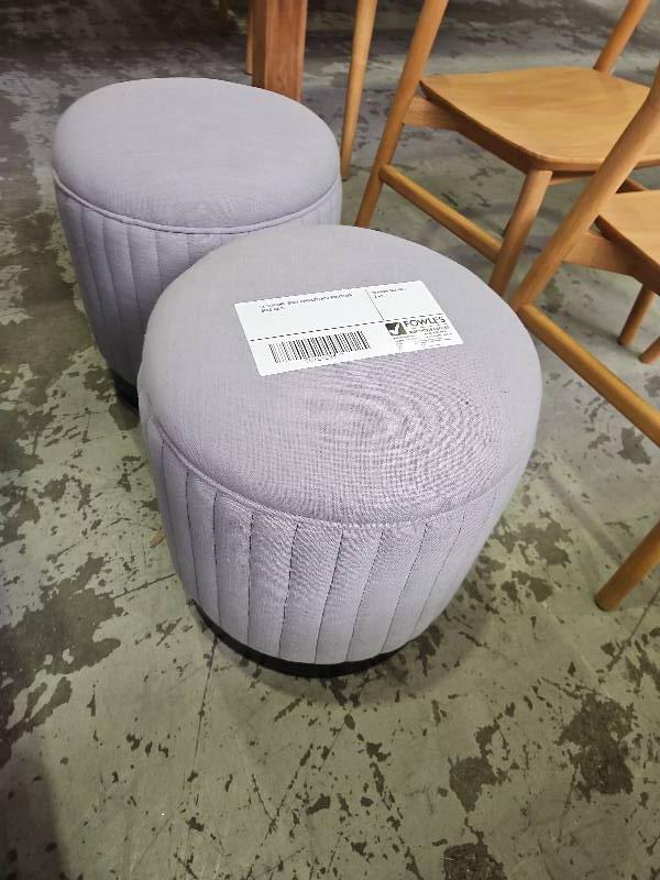 EX STAGING, GREY UPHOLSTERED FOOTSTOOL SOLD AS IS EX STAGING, GREY UPHOLSTERED FOOTSTOOL SOLD AS IS