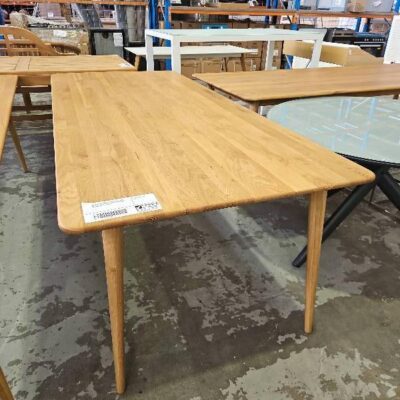 FURNITURE RETAILER CLOSURE - CONTOUR 2400mmX 1000mm SOLID OAK DINING TABLE, RRP $1595.00, SOLD AS IS FURNITURE RETAILER CLOSURE - CONTOUR 2400mmX 1000mm SOLID OAK DINING TABLE, RRP $1595.00, SOLD AS IS