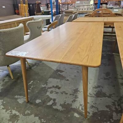 FURNITURE RETAILER CLOSURE - CONTOUR 2400mmX 1000mm SOLID OAK DINING TABLE, RRP $1595.00, SOLD AS IS FURNITURE RETAILER CLOSURE - CONTOUR 2400mmX 1000mm SOLID OAK DINING TABLE, RRP $1595.00, SOLD AS IS