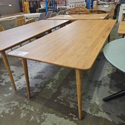 FURNITURE RETAILER CLOSURE - CONTOUR 2400mmX 1000mm SOLID OAK DINING TABLE, RRP $1595.00, SOLD AS IS