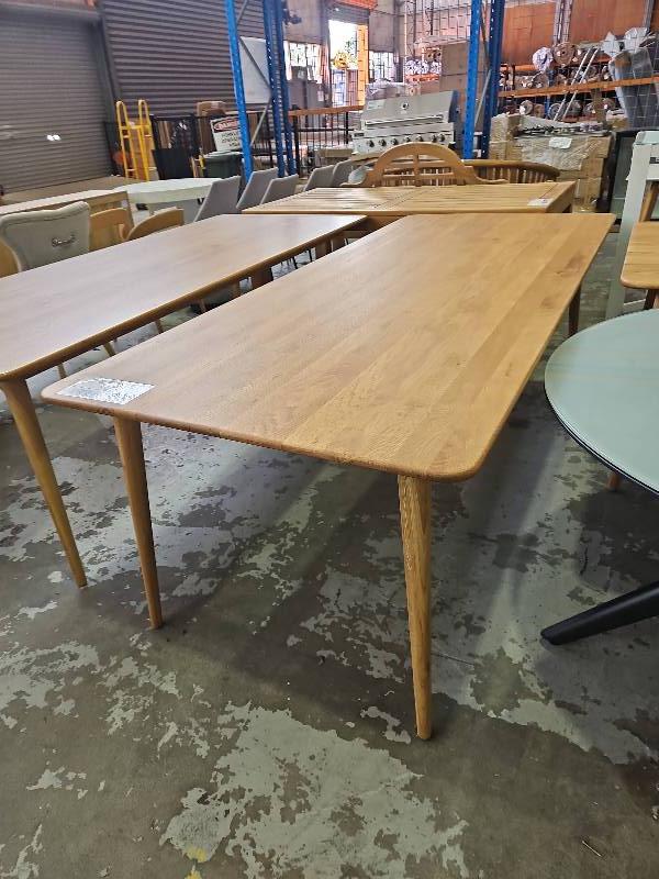FURNITURE RETAILER CLOSURE - CONTOUR 2400mmX 1000mm SOLID OAK DINING TABLE, RRP $1595.00, SOLD AS IS FURNITURE RETAILER CLOSURE - CONTOUR 2400mmX 1000mm SOLID OAK DINING TABLE, RRP $1595.00, SOLD AS IS