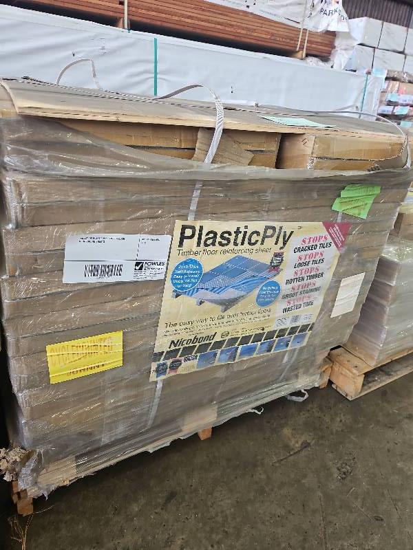 PALLET OF PLASTIC PLY TIMBER FLOOR REINFORCING SHEETS PALLET OF PLASTIC PLY TIMBER FLOOR REINFORCING SHEETS