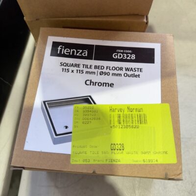 NEW FIENZA SQUARE TILE BED FLOOR WASTE, 90MM, CHROME GD328 RRP$80 NEW FIENZA SQUARE TILE BED FLOOR WASTE, 90MM, CHROME GD328 RRP$80