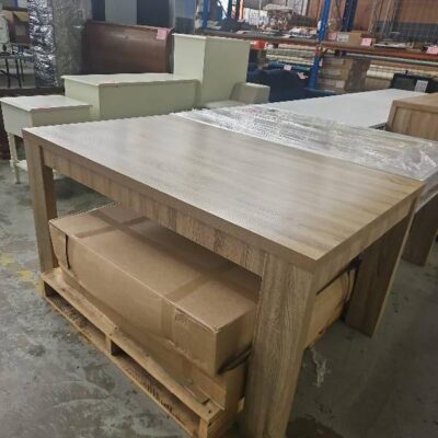 EX HIRE - OAK LAMINATE 1500MM DINING TABLE, SOLD AS IS