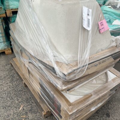 PALLET OF ASSORTED WHITE ACRYLIC DROP IN BATHS, VARIOUS SIZES, SOLD AS IS