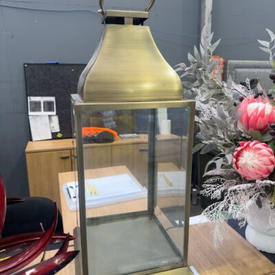 EX STAGING - BRUSHED GOLD CANDLE HOLDER, SOLD AS IS