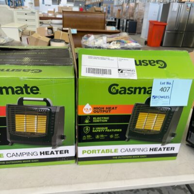 GASMATE PORTABLE CAMPING HEATER CH203SL RRP$80, NO WARRANTY , SOLD AS IS