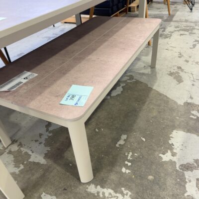 EX DISPLAY 1400X 670 OUTDOOR COFFEE TABLE, GREY MOTTLE TOP WITH DUNE GREY POWDERCOAT FRAME, SOLD AS IS EX DISPLAY 1400X 670 OUTDOOR COFFEE TABLE, GREY MOTTLE TOP WITH DUNE GREY POWDERCOAT FRAME, SOLD AS IS