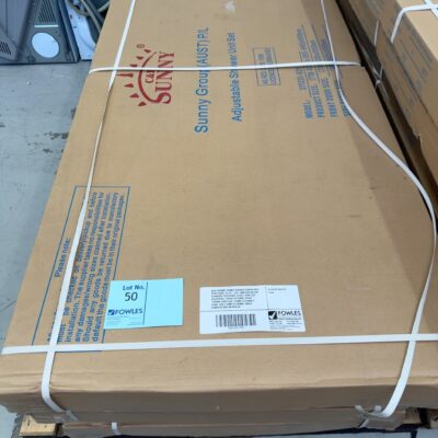 NEW CHROME FRAMED SHOWER SCREEN WITH PIVOT DOOR, SY1231-820, 6MM AUSTRALIAN STANDARD TOUGHENED GLASS, DOOR SIZE ADJUSTABLE, RANGE OF 80MM, HEIGHT 1950MM, DOOR SIDE 770MM TO 820MM X PANEL SIDE 815MM TO 840MM, SINGLE COMPLETE BOX ON PICK UP