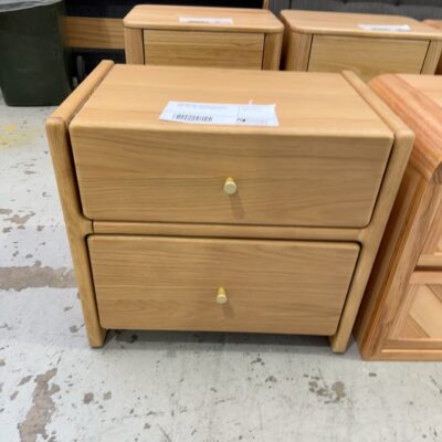 EX DISPLAY ALICE AMERICAN OAK BEDSIDE TABLE SOLD AS IS *LEFT HAND SIDE PULLING APART, WILL NEED REPAIR* SOLD AS IS