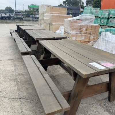 NEW PINE JAPAN BLACK STAINED PICNIC TABLES, 1500MM LONG