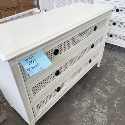 NEW WHITE RATTAN FRENCH PROVINCIAL LOW CHEST AU0740