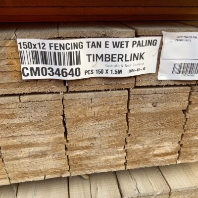 150X12 TREATED PINE H3 TAN E FENCE PALINGS 150/1.5