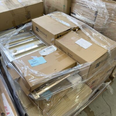 PALLET OF ASSORTED PLUMBING GOODS, INCLUDES BASINS, KITCHEN SINKS, HEATED TOWEL RAIL, 480 VANITY ETC SOLD AS IS
